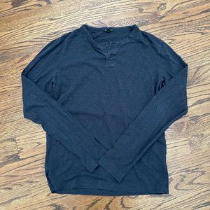 Theory Mens Blue Cotton Long Sleeve Henley Neck T-Shirt Size XS